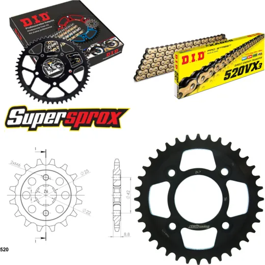 Chain Kit - Steel - for: HONDA CB400 N 81-82 16-36-100 DID520VX3(G&B) rivet