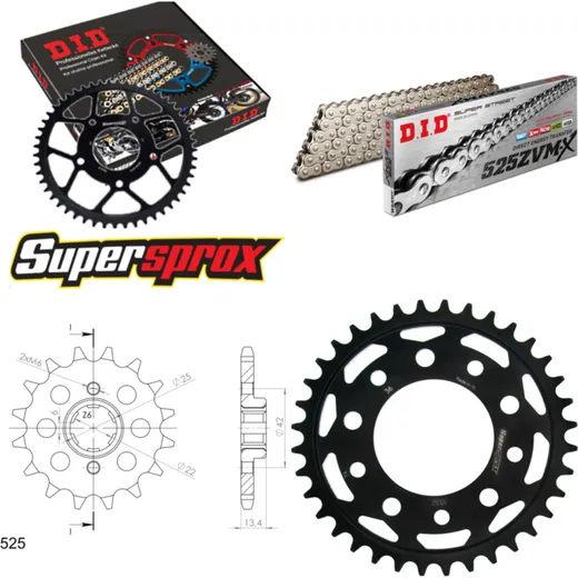 Chain Kit - Steel - for: HONDA CB450 S 27PS 86-89 15-36-108 DID525ZVM-X(S&S) rivet