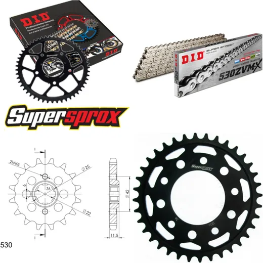 Chain Kit - Steel - for: HONDA CB450 N 84-86 16-36-100 DID530ZVM-X(S&S) endless