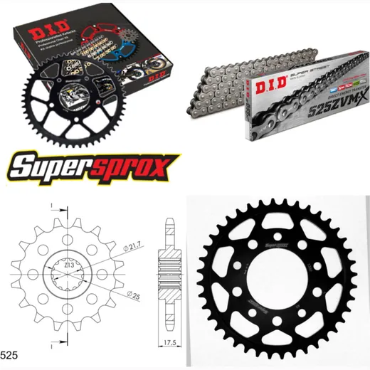 Chain Kit - Steel - for: HONDA CB500 /R /S 94-03 15-40-108 DID525ZVM-X rivet