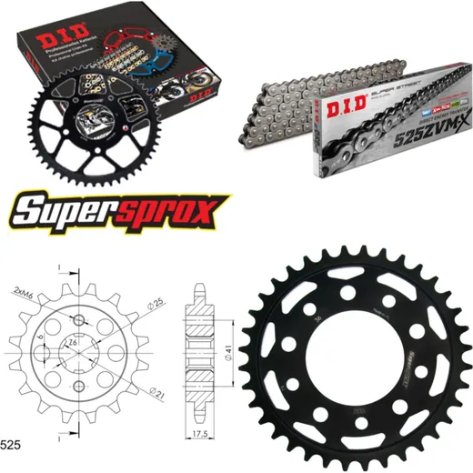 Chain Kit - Steel - for: HONDA XBR500 27PS 87-89 14-36-106 DID525ZVM-X endless