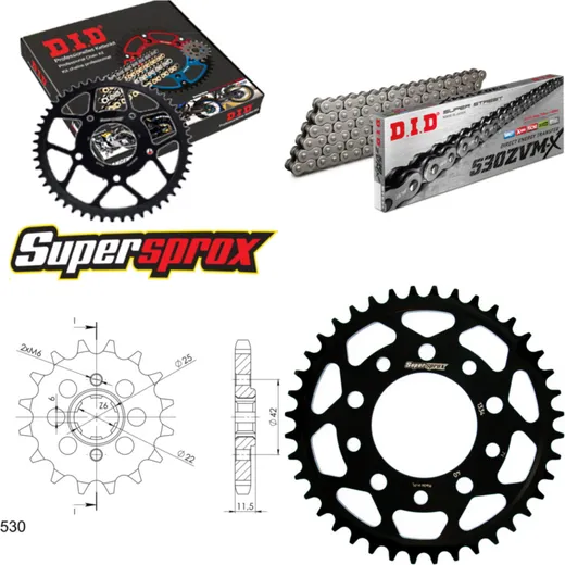 Chain Kit - Steel - for: HONDA FT500 C 82-83 15-40-100 DID530ZVM-X rivet