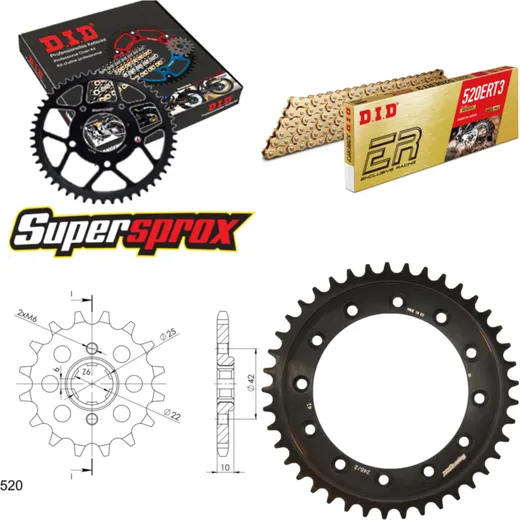 Kettensatz Stahl für: HONDA XL500 R 82-85 15-41-100 DID520ERT2(G&G) Clip