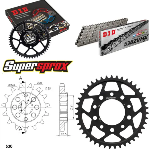 Chain Kit - Steel - for: HONDA VF500 F/F2 Interceptor 84-87 15-43-108 DID530ZVM-X rivet