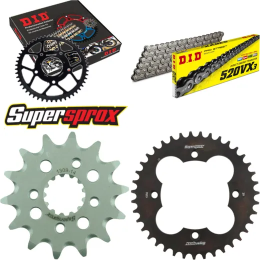 Kettensatz Stahl für: HONDA TRX400 Fourtrax 04-09/TRX400 Sp 14-39-094 DID520VX3 Endlos