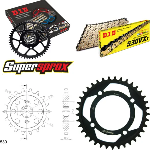 Chain Kit - Steel - for: HONDA CB550 F 75-78 17-37-100 DID530VX3(G&B) endless