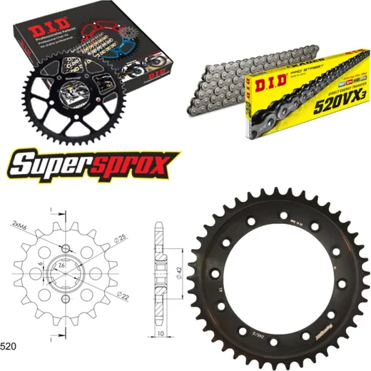 Chain Kit - Steel - for: HONDA XL600 R 83-87 15-41-104 DID520VX3 rivet