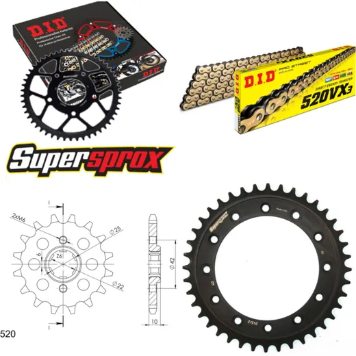 Chain Kit - Steel - for: HONDA XL600 RM/LM 85-87 15-40-106 DID520VX3(G&B) rivet
