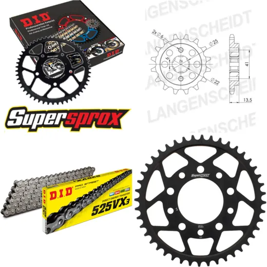 Chain Kit - Steel - for: HONDA VT600 C Shadow 88-88 16-44-120 DID525VX3 rivet
