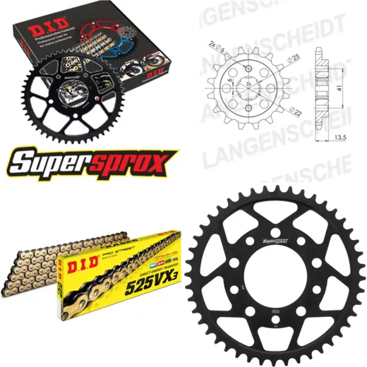 Chain Kit - Steel - for: HONDA VT600 C Shadow 88-88 16-44-120 DID525VX3(G&B) rivet