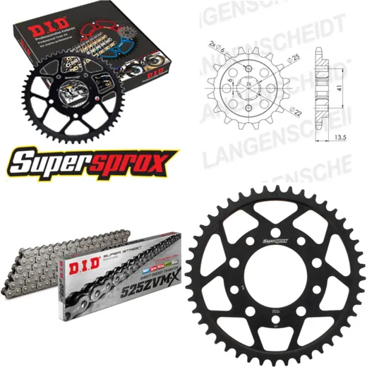 Chain Kit - Steel - for: HONDA VT600 C Shadow 88-88 16-44-120 DID525ZVM-X rivet