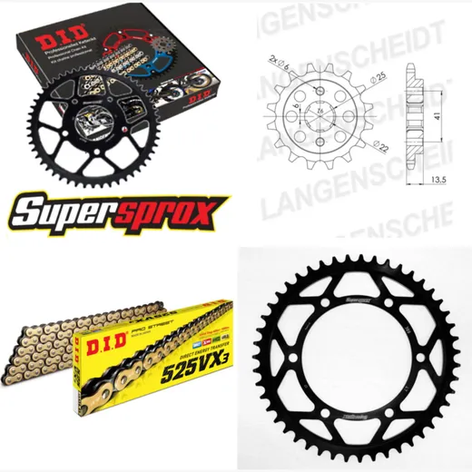 Kettensatz Stahl für: HONDA XL600 V Transalp 87-88 15-47-118 DID525VX3(G&B) Niet