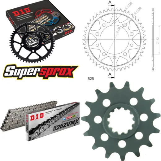 Kettensatz Stahl für: HONDA CBR600 F 97-98 15-43-108 DID525ZVM-X Niet