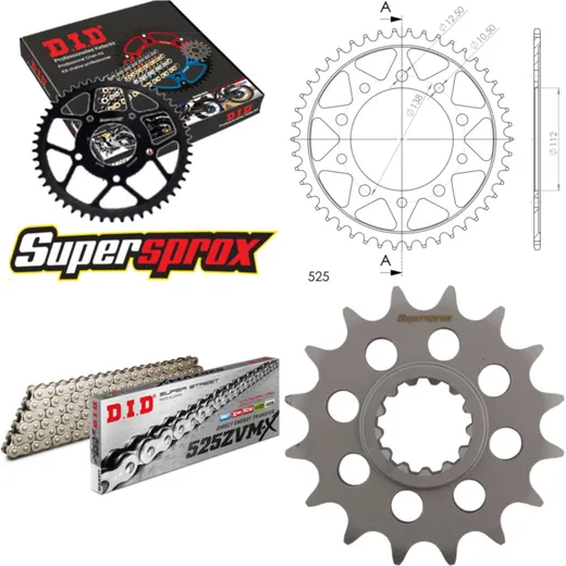 Kettensatz Stahl für: HONDA CB600 F Hornet /S 07-13/CB600 F 16-43-118 DID525ZVM-X(S&S) Endlos