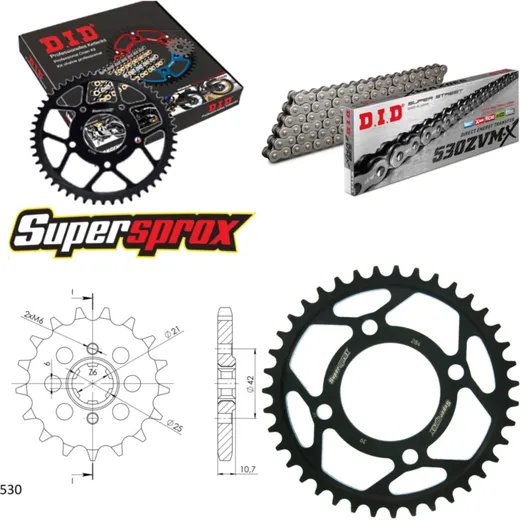 Kettensatz Stahl für: HONDA CB650 SC Nighthawk 82-83 16-39-106 DID530ZVM-X Endlos