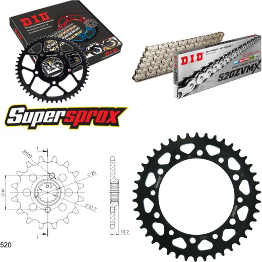 Chain Kit - Steel - for: HONDA FMX650 05-07 14-42-110 DID520ZVM-X(S&S) rivet