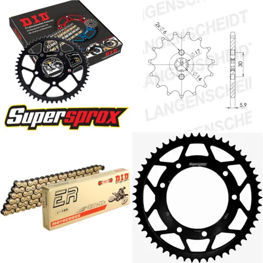 Chain Kit - Steel - for: DERBI/GILERA Senda R 1 50 00-01/Senda 13-53-130 DID420NZ3(G&B) Clip