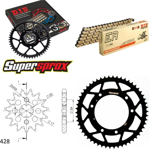 Chain Kit - Steel - for: DERBI Senda 125 R /Baja 04-14 17-54-142 DID428NZ(G&B) Clip