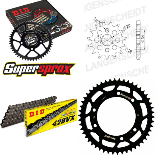 Chain Kit - Steel - for: DERBI Senda 125 Cross City 07-14 15-50-134 DID428VX rivet