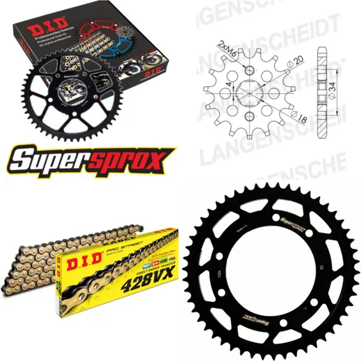 Chain Kit - Steel - for: DERBI Senda 125 Cross City 07-14 15-50-134 DID428VX(G&B) endless