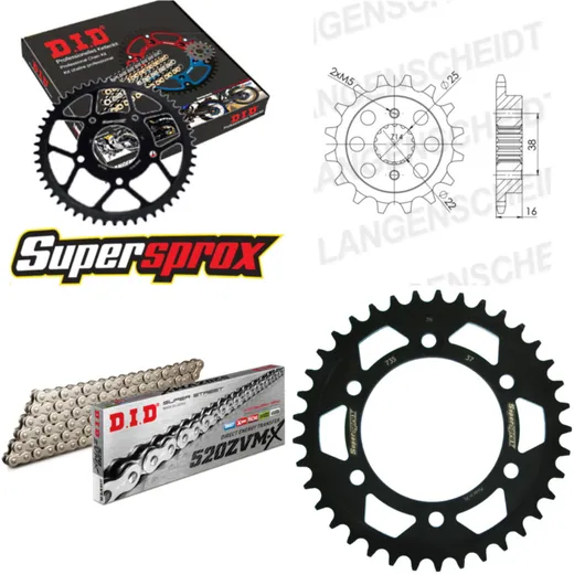 Chain Kit - Steel - for: DUCATI 600 SS 94-94 14-37-096 DID520ZVM-X(S&S) rivet