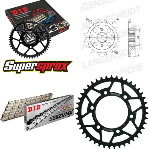 Kettensatz Stahl für: DUCATI 600 Monster /Dark 95-99 14-43-102 DID520ZVM-X(S&S) Niet