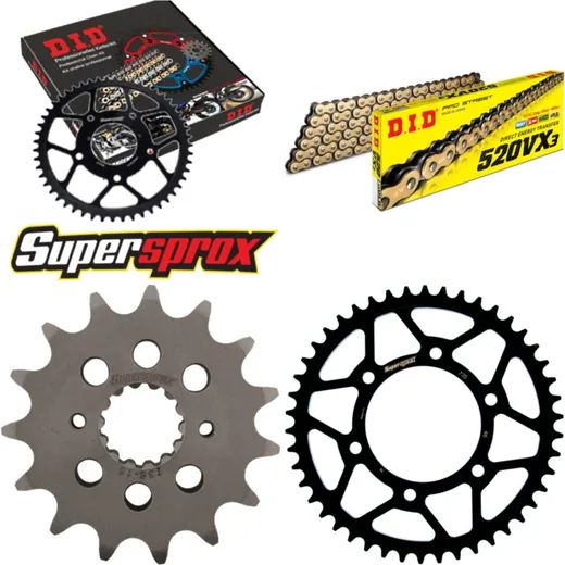 Kettensatz Stahl für: DUCATI 600 Monster /Dark 00-01 15-46-102 DID520VX3(G&B) Endlos
