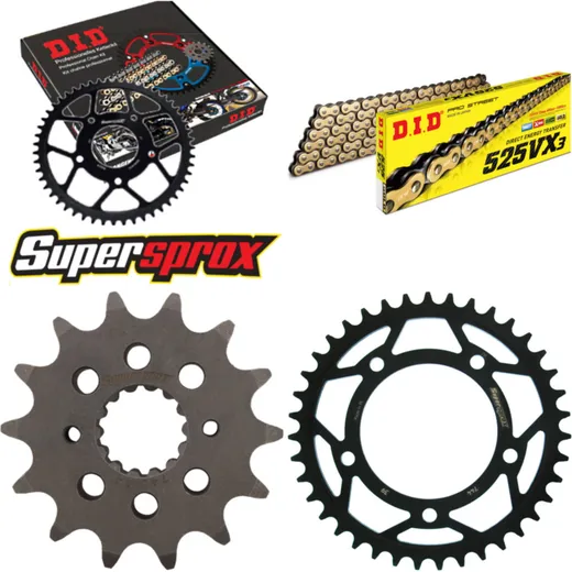 Kettensatz Stahl für: DUCATI 749 03-07/749S 03-07/749 R 04-07 14-39-098 DID525VX3(G&B) Niet