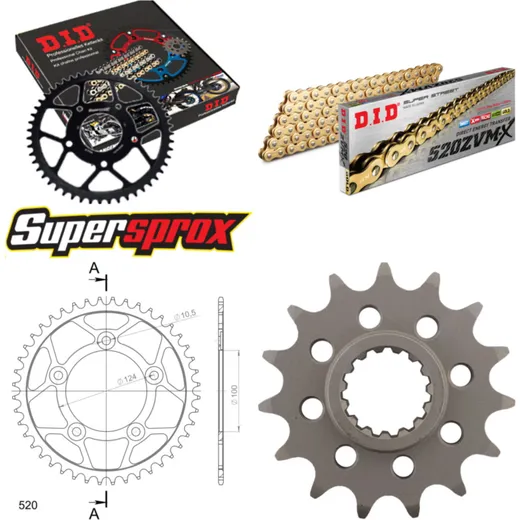 Chain Kit - Steel - for: DUCATI 899 Panigale R 14-15/899 Panig 15-44-106 DID520ZVM-X(G&G) rivet