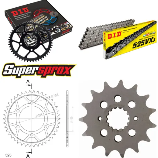 Chain Kit - Steel - for: DUCATI Sport Touring ST2 97-03/ST3 /s 15-42-102 DID525VX3 endless