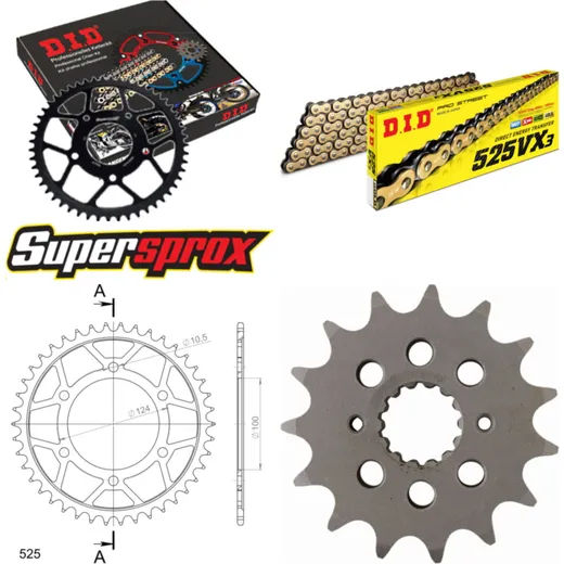 Kettensatz Stahl für: DUCATI Sport Touring ST2 97-03/ST3 /s 15-42-102 DID525VX3(G&B) Endlos