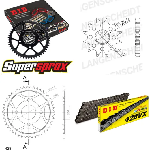 Chain Kit - Steel - for: YAMAHA TZR50 80-99 12-47-132 DID428VX endless