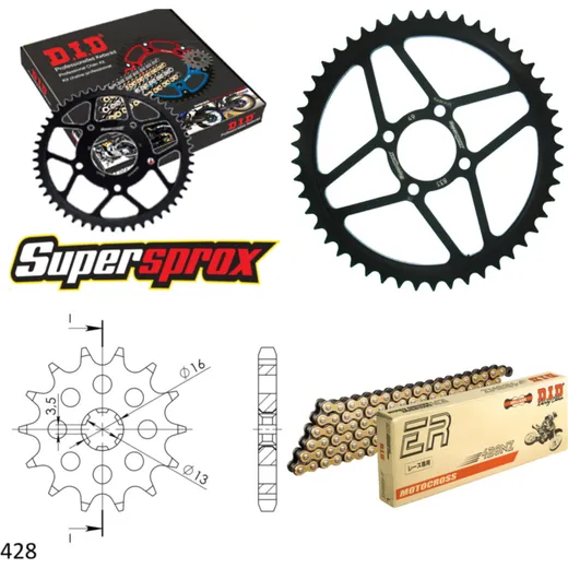 Chain Kit - Steel - for: YAMAHA DT80 MX-S 84-85 13-41-108 DID428NZ(G&B) Clip