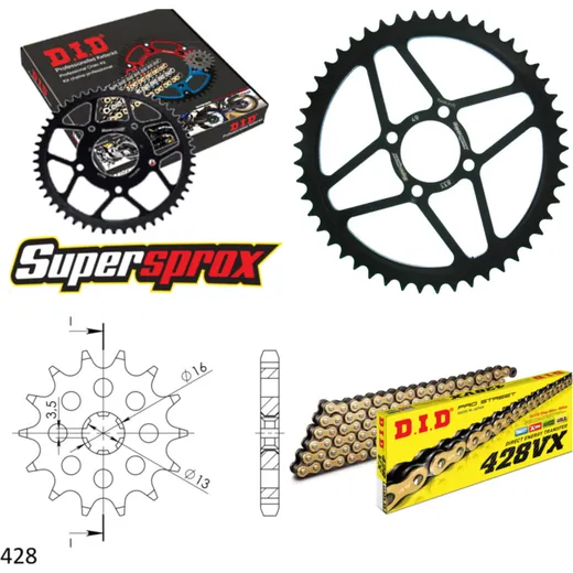 Chain Kit - Steel - for: YAMAHA DT80 MX-S 84-85 13-41-108 DID428VX(G&B) endless