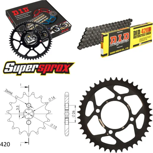 Chain Kit - Steel - for: YAMAHA RD80MX 81-83 15-41-110 DID420D Clip
