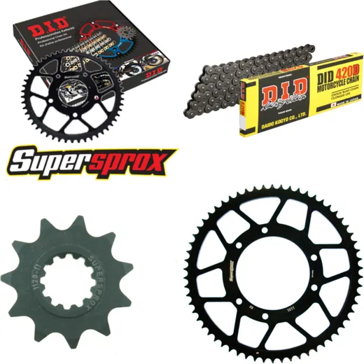Chain Kit - Steel - PEUG/YAM XP6 Enduro /Track 50 07-08/D 11-62-134 DID420D Clip