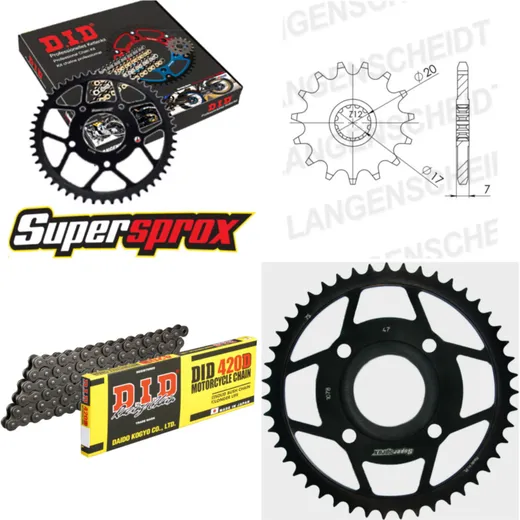 Kettensatz Stahl für: MBK/YA X-Power 50 98-02/TZR50 00-02 12-47-132 DID420D Clip