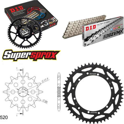 Chain Kit - Steel - for: YAMAHA YZ125 95-95 13-50-114 DID520ZVM-X(S&S) endless