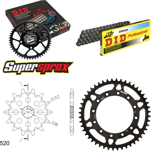 Chain Kit - Steel - for: YAMAHA WR125 99-01/YZ125 99-01 13-48-112 DID520 Clip