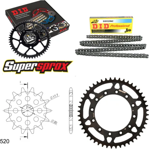 Chain Kit - Steel - for: YAMAHA WR125 99-01/YZ125 99-01 13-48-112 DID520NZ Clip