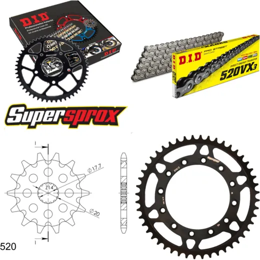 Chain Kit - Steel - for: YAMAHA WR125 99-01/YZ125 99-01 13-48-112 DID520VX3 endless