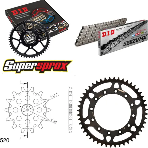 Chain Kit - Steel - for: YAMAHA WR125 99-01/YZ125 99-01 13-48-112 DID520ZVM-X endless
