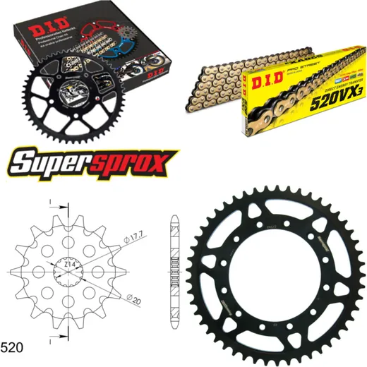Chain Kit - Steel - for: YAMAHA WR125 02-03/YZ125 02-04 13-49-112 DID520VX3(G&B) endless