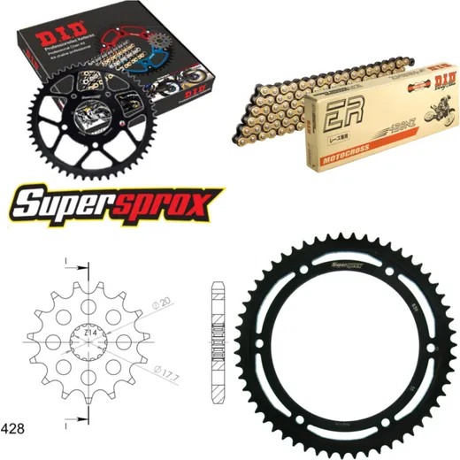 Chain Kit - Steel - for: YAMAHA DT125 R 89-89 16-55-134 DID428NZ(G&B) Clip