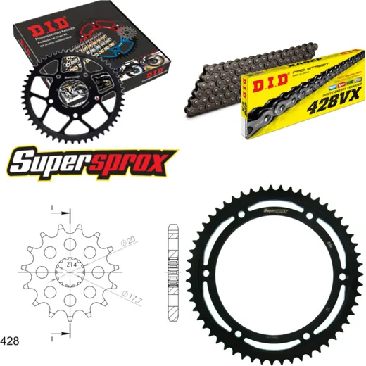 Chain Kit - Steel - for: YAMAHA DT125 R 89-89 16-55-134 DID428VX endless