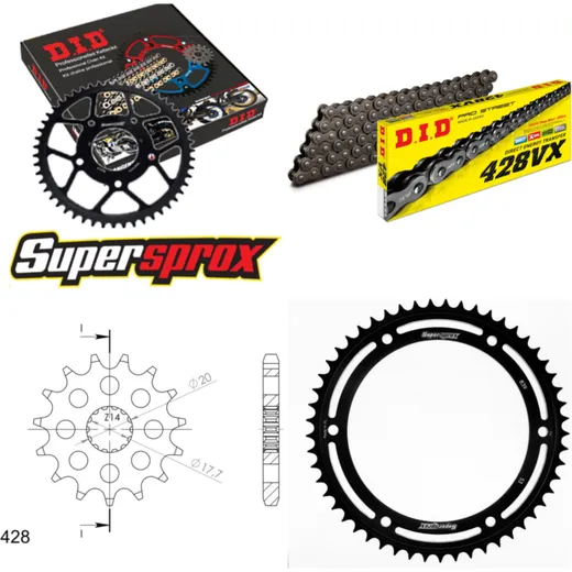 Chain Kit - Steel - for: YAMAHA TDR125 89-92 16-53-136 DID428VX Clip