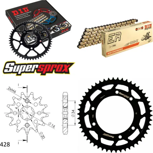Chain Kit - Steel - for: YAMAHA XT125 R 05-13 14-50-128 DID428NZ(G&B) Clip