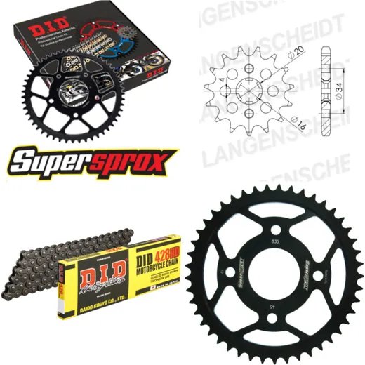 Chain Kit - Steel - for: YAMAHA TZR125 87-92 16-45-130 DID428HD Clip