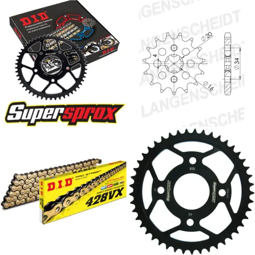 Chain Kit - Steel - for: YAMAHA TZR125 87-92 16-45-130 DID428VX(G&B) rivet