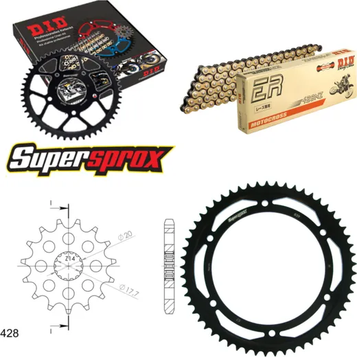 Chain Kit - Steel - for: YAMAHA DT125 R 90-03/DT125 RE 04-06/D 16-57-134 DID428NZ(G&B) Clip
